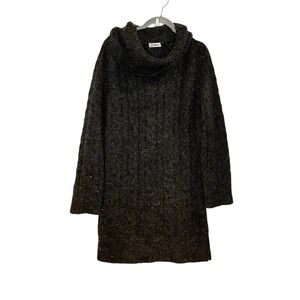 Vintage Carducci Grey Wool Blend Chunky Cowl Neck Cable Knit Sweater Dress M/L